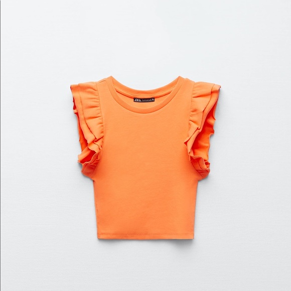 Zara | Tops | Zara Orange Ruffle Top | Poshmark